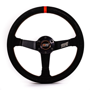 MPI 13.75" / 350mm Diameter 2-3/8" Dish Black Suede With Orange Stitching Steering Wheel