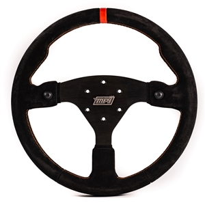MPI 14" / 355mm Diameter 1-1/4" Dish Dual Button Black Suede With Orange Stitching Steering Wheel