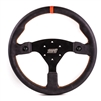 MPI 14" / 355mm Diameter 1-1/4" Dish Dual Button Black High Grip Orange Stitching Steering Wheel